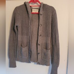 Aeropostale Taupe Knit Hooded Cardigan